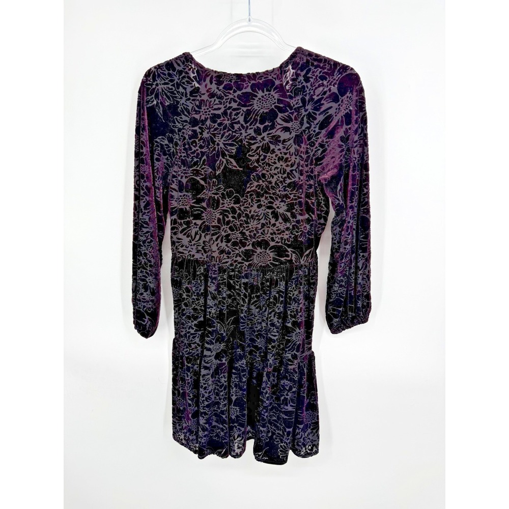 Taylor Y2K Babydoll Mini Dress Size 6 Burnout Velvet 2000s Retro Funky Hippie - Picture 2 of 7